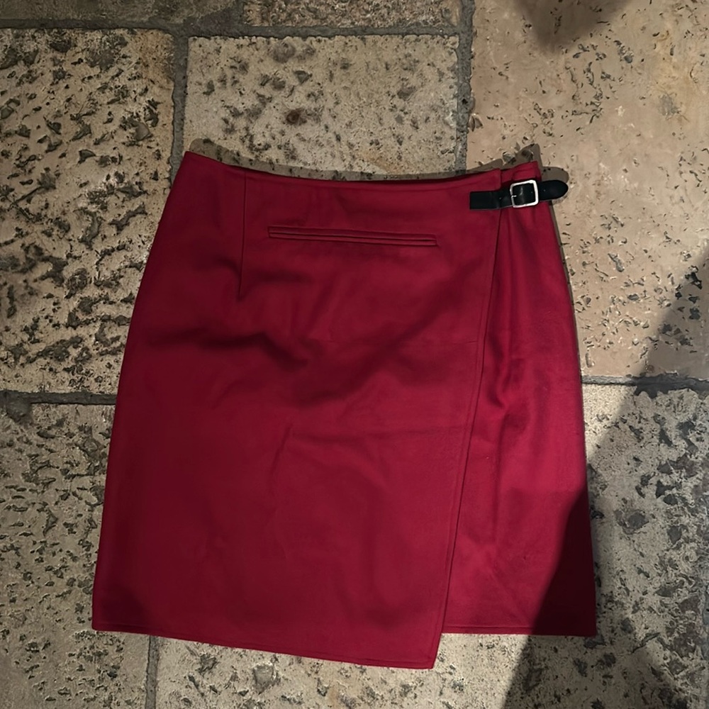 Jigsaw Red Wool Skirt